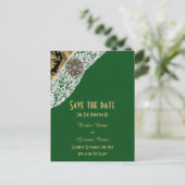 Carte Postale Faire-part Dentelle verte noire et dorée blanche enregistrer (Debout devant)