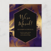 Carte Postale Faire-part Déplacement Gold Purple Marbre Encre mo (Devant)