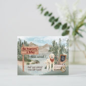 Carte Postale Faire-part Déplacement Goldendoodle Pine Woods Nouvelle adres (Debout devant)