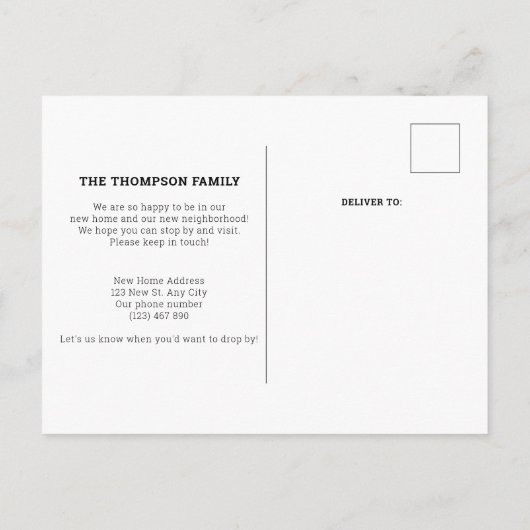 Carte Postale Faire-part Déplacement Maison antique (Dos)