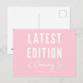 Carte Postale Faire-part Dernière édition rose à venir pour la grossesse (Devant / Derrière)