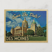 Carte Postale Faire-part Des Moines Enregistrer La Date Iowa (Devant)