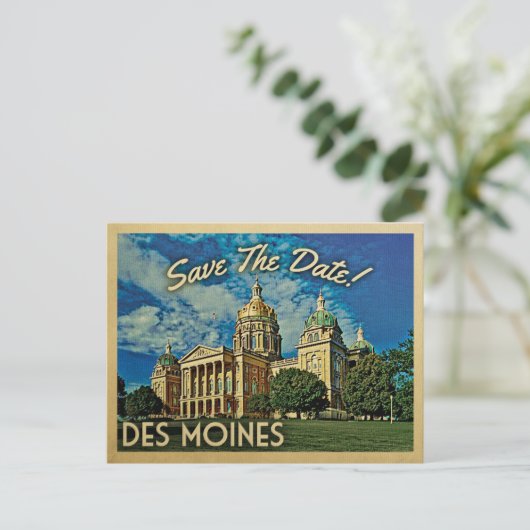 Carte Postale Faire-part Des Moines Enregistrer La Date Iowa (Debout devant)