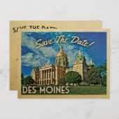 Carte Postale Faire-part Des Moines Sauvegarder la date Iowa (Devant / Derrière)