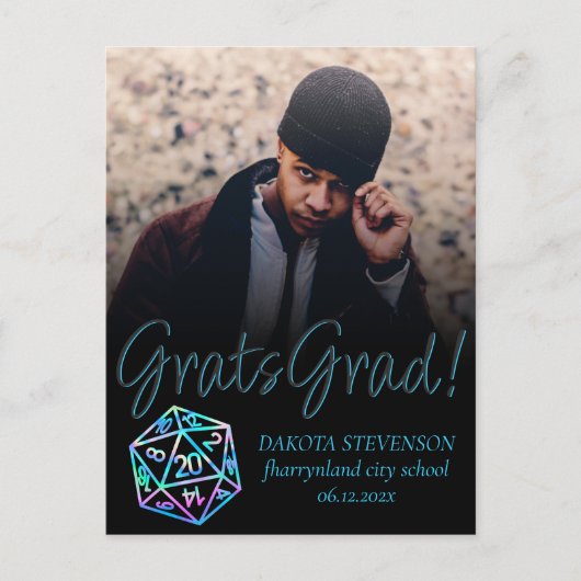 Carte Postale Faire-part Dés RPG | Holo Imaginaire Tabletop Gamer Graduatio (Devant)