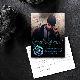 Carte Postale Faire-part Dés RPG   Holo Imaginaire Tabletop Gamer Graduatio