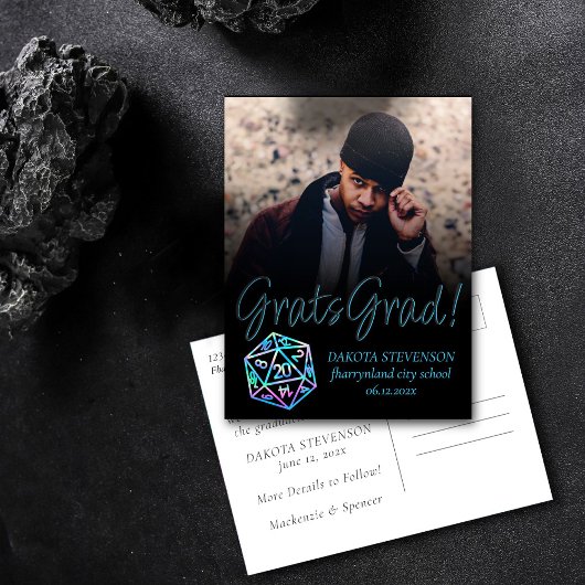 Carte Postale Faire-part Dés RPG | Holo Imaginaire Tabletop Gamer Graduatio