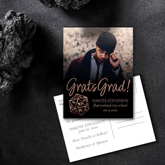 Carte Postale Faire-part Dés RPG | Joueur de Table de Cuivre Photo de remis