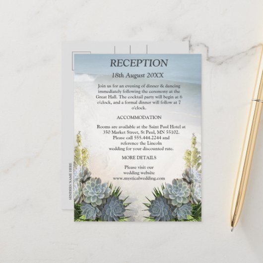 Carte Postale Faire-part Des teintes succulentes de blues pâles (Devant/Arrière en situation)