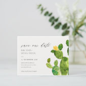 CARTE POSTALE FAIRE-PART DÉSERT D'EAU VERTE CACTUS SAUVER LA DATE (Debout devant)