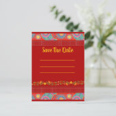 Carte Postale Faire-part Desi Wedding Style Deep Red Design (Debout devant)