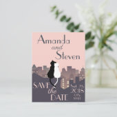 Carte Postale Faire-part Design mariage à thème Chat (Debout devant)