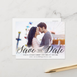 Carte Postale Faire-part Design Moderne Simple Script Photo Enregistrer La
