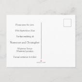 Carte Postale Faire-part Design rose Mariage Bleu Couleur Noir Enregistrer (Dos)