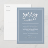 Carte Postale Faire-part Désolé pour la gêne | Annulation ou report (Devant / Derrière)