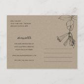 CARTE POSTALE FAIRE-PART DESSIN DE FLEURS À LA LIGNE ROSE PÂLE SAVE THE DAT (Dos)