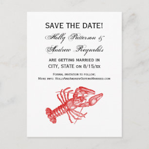 Carte Postale Faire-part Dessin Vintage Red Lobster #1