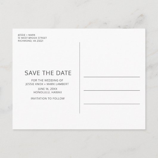 Carte Postale Faire-part Destination Beach Wedding Enregistrer la date (Dos)