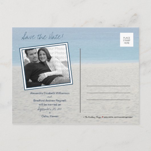 Carte Postale Faire-part Destination Beach Wedding Enregistrer la date Cart (Dos)