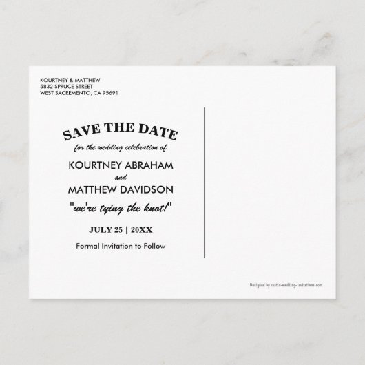 Carte Postale Faire-part Destination de plage tropicale Enregistrer la date (Dos)