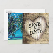 Carte Postale Faire-part Destination de plage tropicale rustique, réservez (Devant / Derrière)