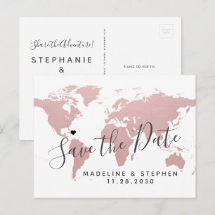 Carte Postale Faire-part Destination Mariage Enregistrer Date Blush Pink Ma