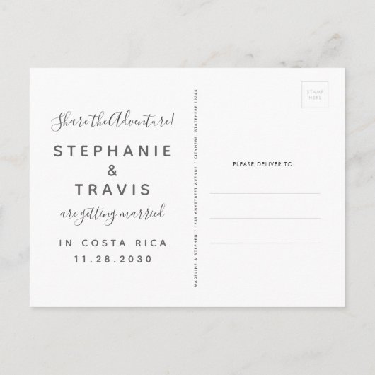 Carte Postale Faire-part Destination Mariage Enregistrer Date Blush Pink Ma (Dos)