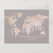 Carte Postale Faire-part Destination Mariage Enregistrer la date Mauve Cart (Devant)