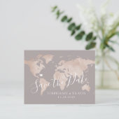 Carte Postale Faire-part Destination Mariage Enregistrer la date Mauve Cart (Debout devant)