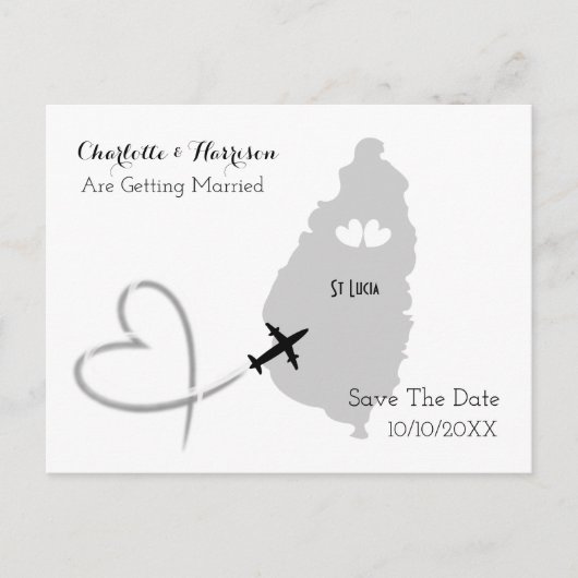 Carte Postale Faire-part Destination Mariages Sainte-Lucie Enregistrer La D (Devant)