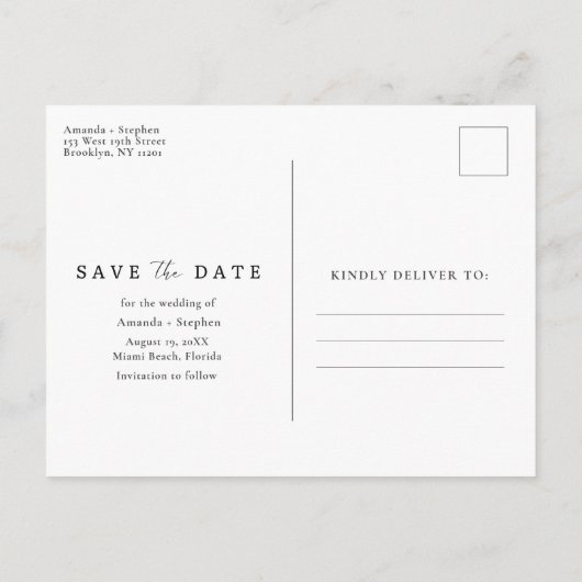 Carte Postale Faire-part Destination Plage Mariage Budget Économisez La Dat (Dos)