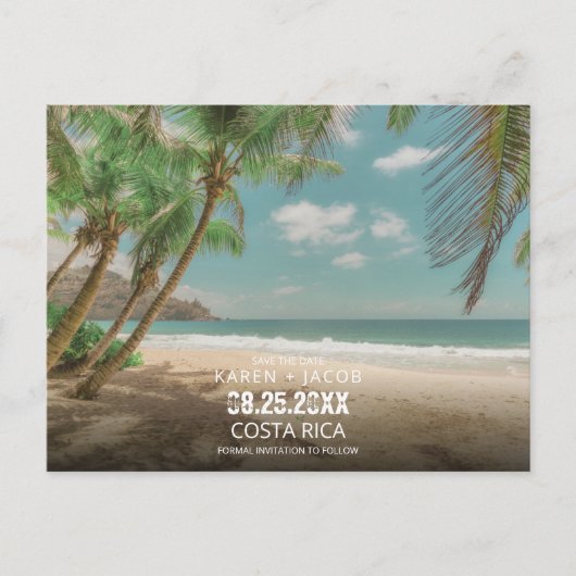 Carte Postale Faire-part Destination Wedding Tropical Beach Save the Date  (Devant)