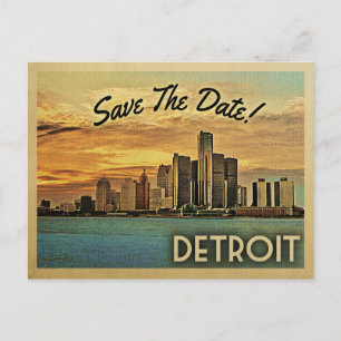 Carte Postale Faire-part Detroit Sauvez La Date Michigan