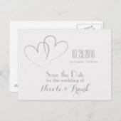 Carte Postale Faire-part Deux coeurs entrelacés Enregistrez la date - Argen (Devant / Derrière)