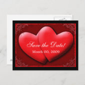 Carte Postale Faire-part Deux cœurs, sauvegardez la date ! (Devant / Derrière)