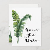 Carte Postale Faire-part Deux Élégants Palm Feuilles Tropical Enregistrer L (Devant / Derrière)