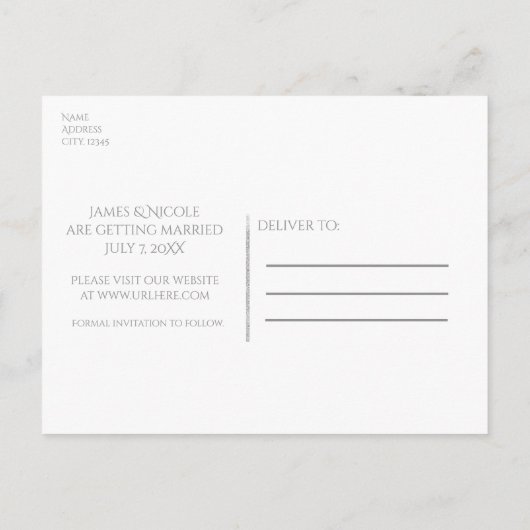 Carte Postale Faire-part Deux Eléphants Mariage de automne Argent Enregistr (Dos)