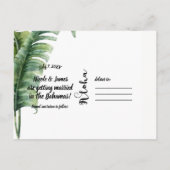 Carte Postale Faire-part Deux feuilles de palmier élégantes Tropicale Save (Dos)