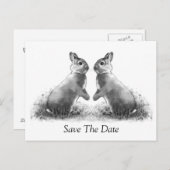 Carte Postale Faire-part Deux Lapins (Lapins) : Sauvegarder la date (Devant / Derrière)