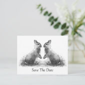 Carte Postale Faire-part Deux Lapins (Lapins) : Sauvegarder la date (Debout devant)