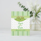 Carte Postale Faire-part Deux petits pois dans une poitrine Baby shower Twi (Debout devant)