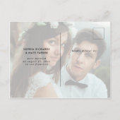 Carte Postale Faire-part Deux Photo | Cœur en faux or rose Juste Marié (Dos)