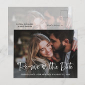 Carte Postale Faire-part Deux photos | Cœur blanc et modification de la dat (Devant / Derrière)