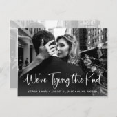 Carte Postale Faire-part Deux photos | Écriture blanche pour le nœud (Devant / Derrière)