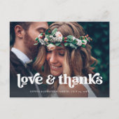 Carte Postale Faire-part Deux photos | Rétro Boho Typographie Merci (Devant)