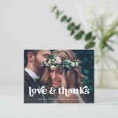 Carte Postale Faire-part Deux photos | Rétro Boho Typographie Merci (Debout devant)