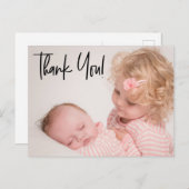 Carte Postale Faire-part Deuxième fille Photo merci Script Naissance (Devant / Derrière)