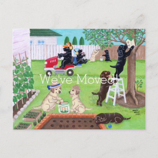 Carte Postale Faire-part Dimanche Fun Labradors Peinture Nouvelle adresse (Devant)