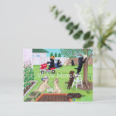 Carte Postale Faire-part Dimanche Fun Labradors Peinture Nouvelle adresse (Debout devant)