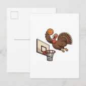 Carte Postale Faire-part Dinde de Thanksgiving Basket-ball Drôle (Devant / Derrière)